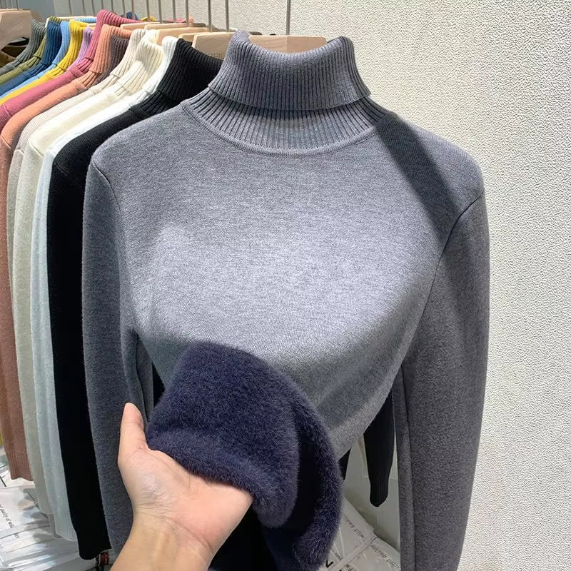 Turtleneck Plush Fleece Sweater Women