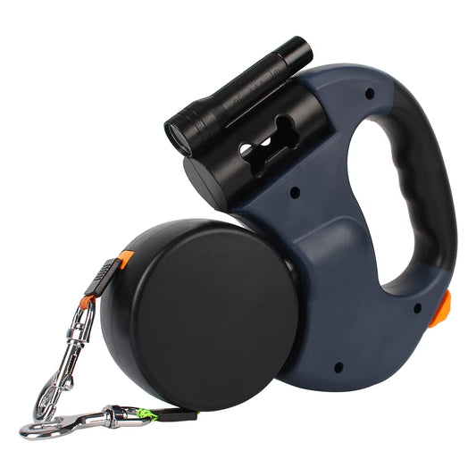 3M with Flashlight Waste Bag Box Dual Dog Leash Pet Supplies Auto Retractable Double-Ended Traction Rope Roulette