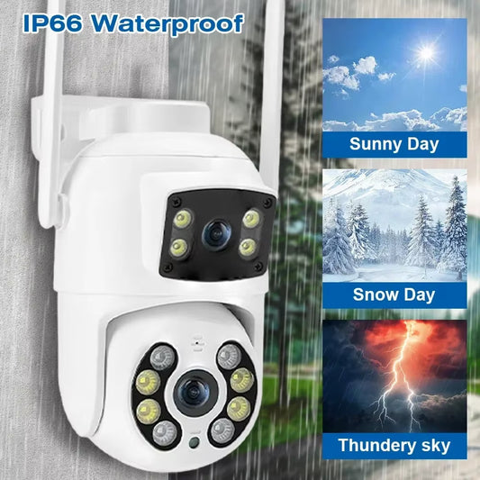 TAITAS 8MP 4K PTZ Wifi Camera with Dual Lens Dual Screens AI Human Detection Wireless Outdoor CCTV Security IP Camera Ziicam