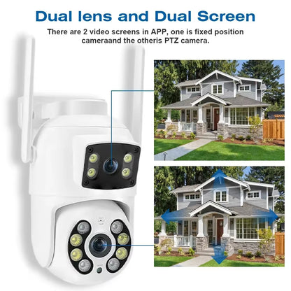 TAITAS 8MP 4K PTZ Wifi Camera with Dual Lens Dual Screens AI Human Detection Wireless Outdoor CCTV Security IP Camera Ziicam