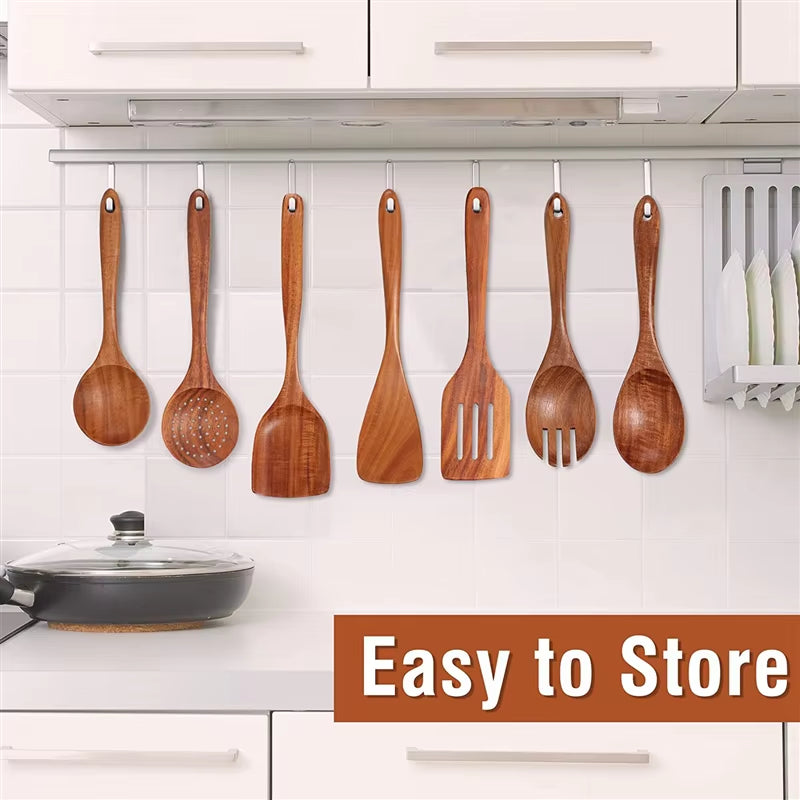 9 PCS Wooden Spoons for Cooking