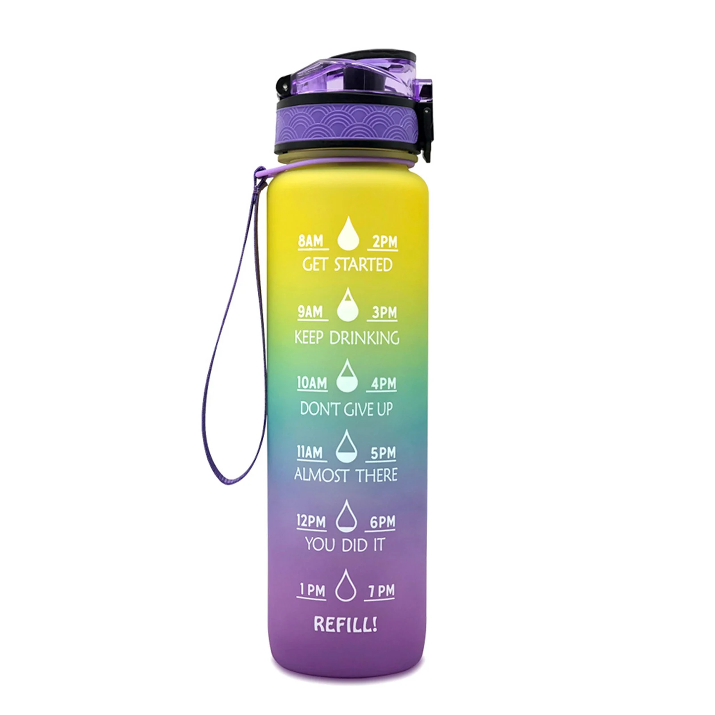 Motivational Tritan Water Bottle with Time Marker Leakproof