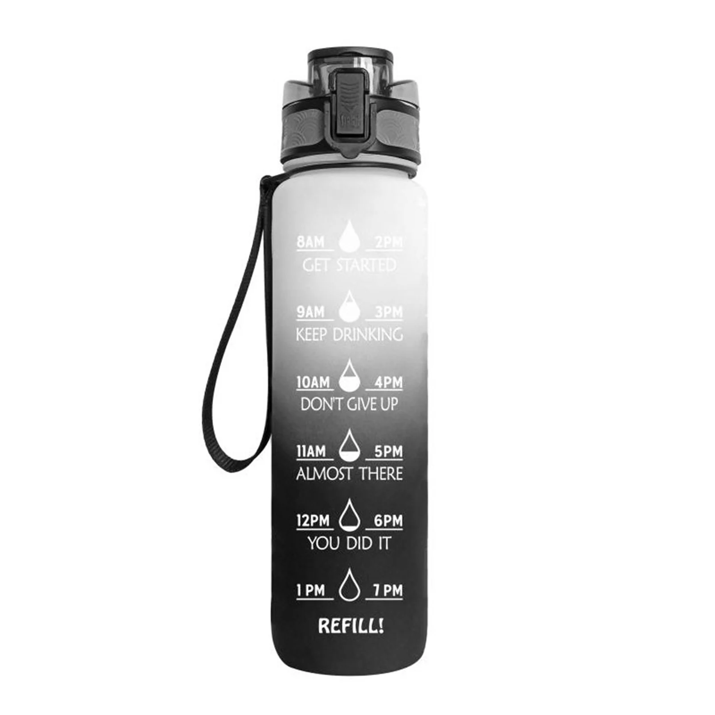 Motivational Tritan Water Bottle with Time Marker Leakproof