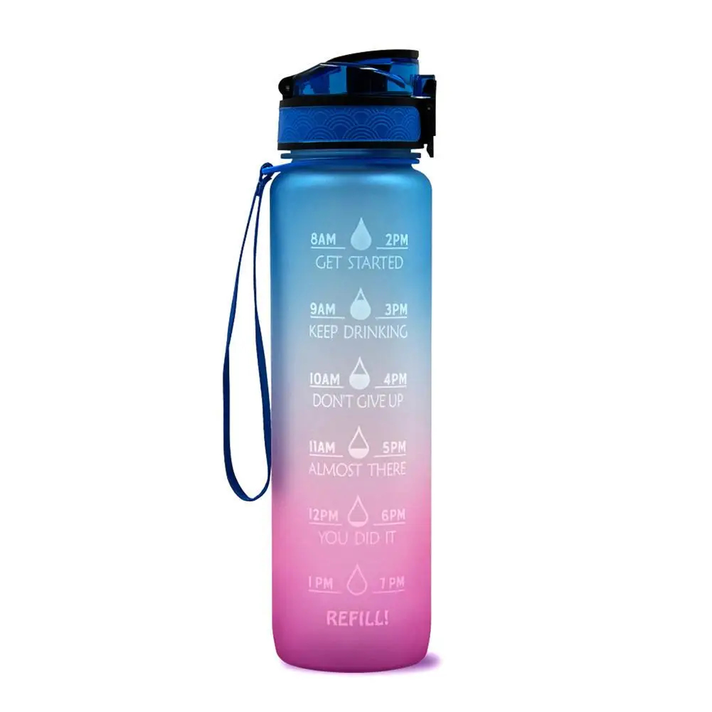 Motivational Tritan Water Bottle with Time Marker Leakproof