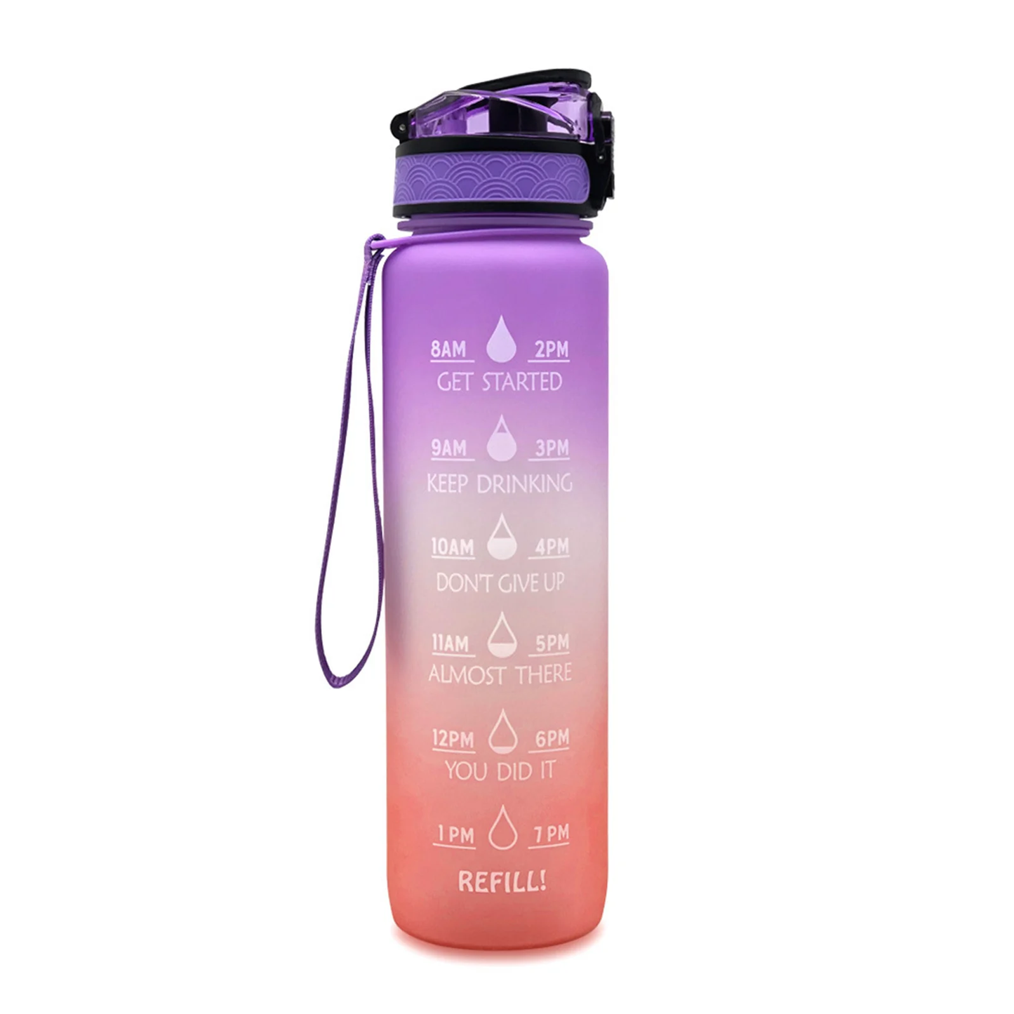 Motivational Tritan Water Bottle with Time Marker Leakproof
