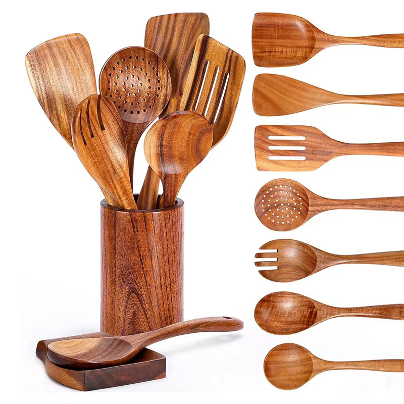 9 PCS Wooden Spoons for Cooking