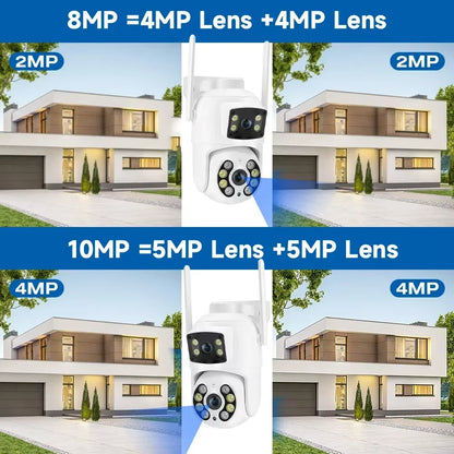TAITAS 8MP 4K PTZ Wifi Camera with Dual Lens Dual Screens AI Human Detection Wireless Outdoor CCTV Security IP Camera Ziicam