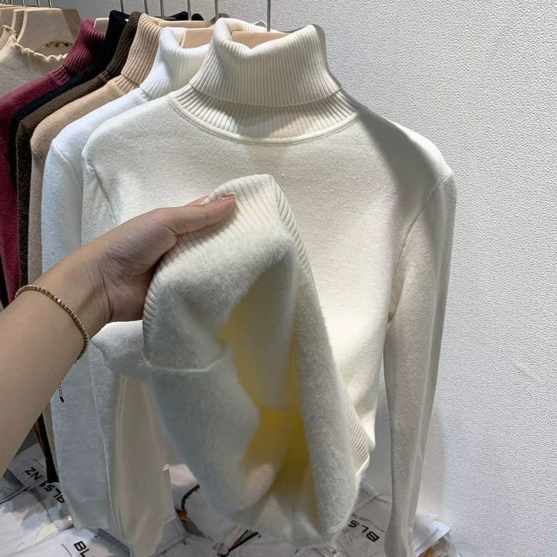 Turtleneck Plush Fleece Sweater Women