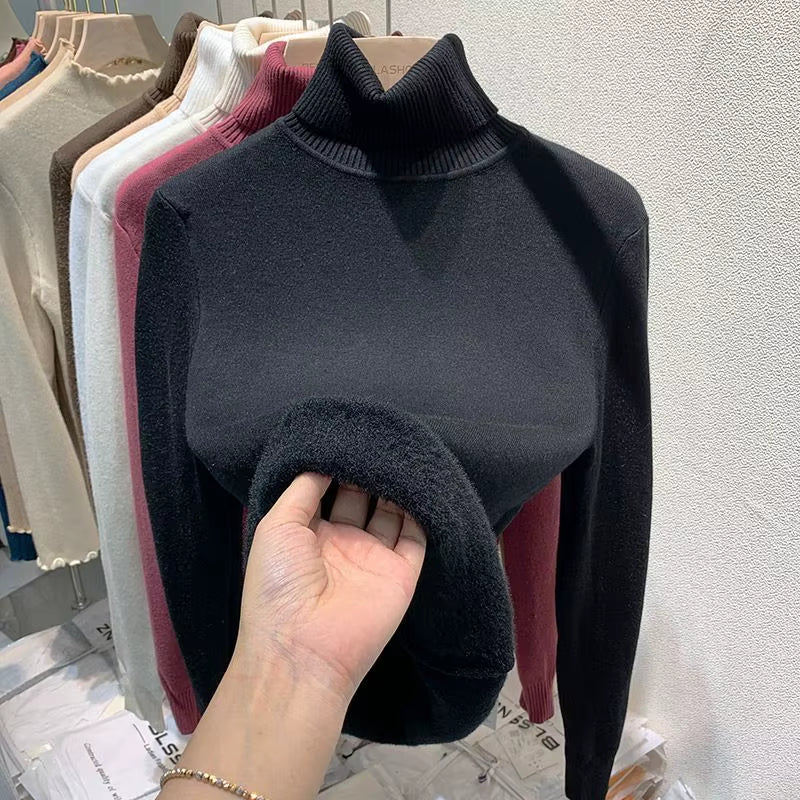 Turtleneck Plush Fleece Sweater Women