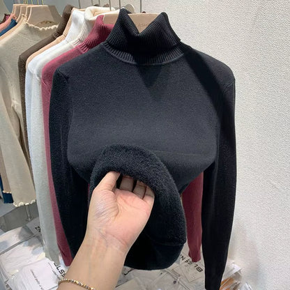 Turtleneck Plush Fleece Sweater Women